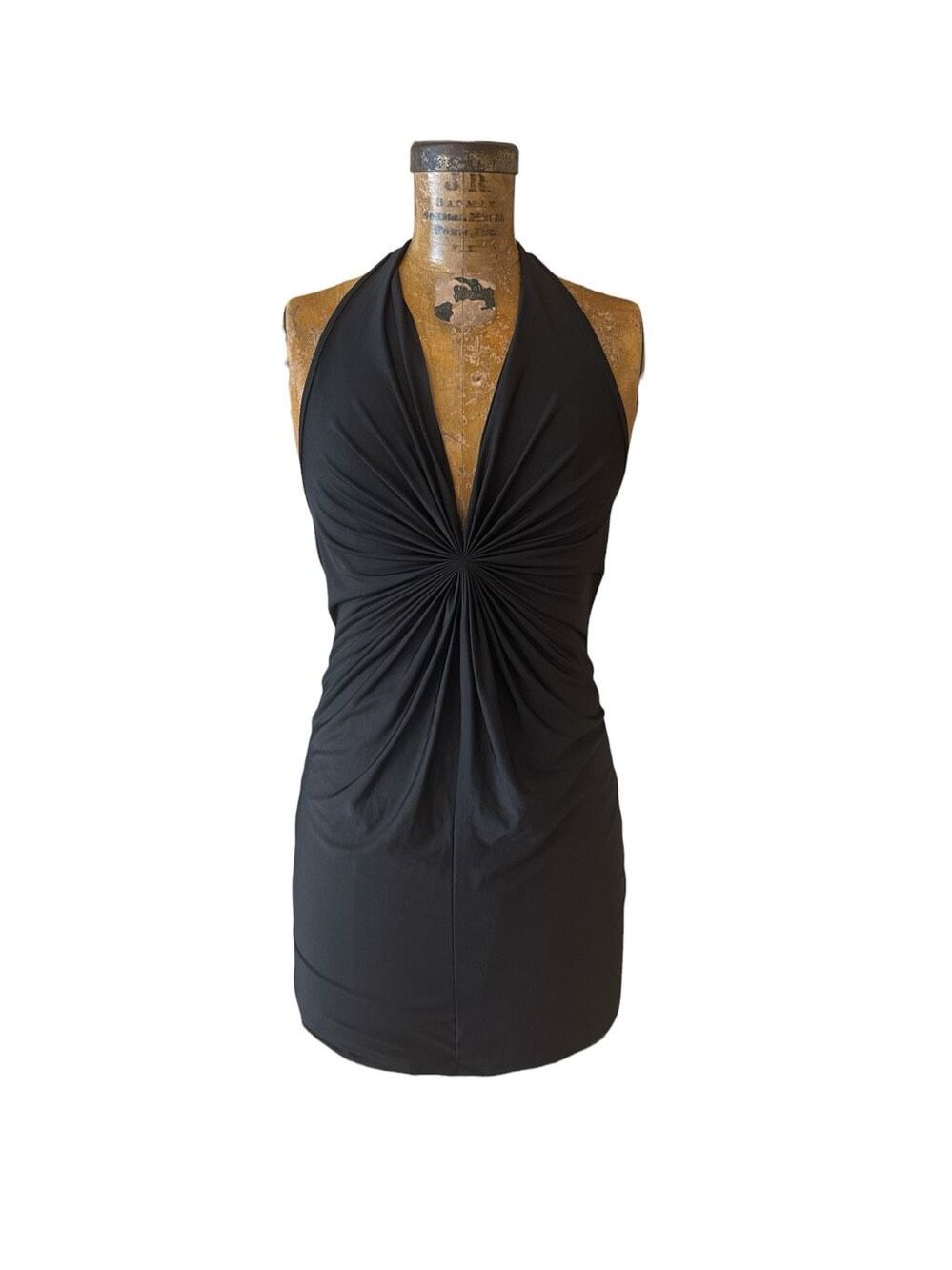 Vintage Y2K Wet Seal Black Halter Mini Dress Size Medium